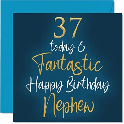 Image of Fantastic 37th Birthday Cards for Nephew 37 Today &amp; Happy Card from Auntie Uncle, Gifts, 145mm x Greeting Gift