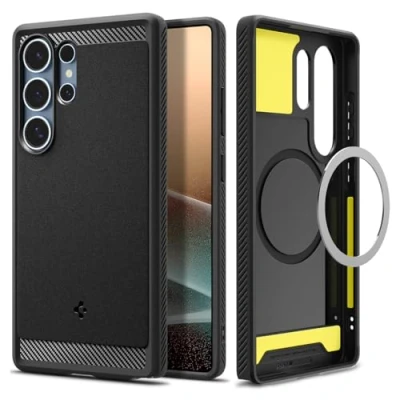 Image of Spigen Rugged Armor TPU Back Cover Black Samsung Galaxy S25 Ultra