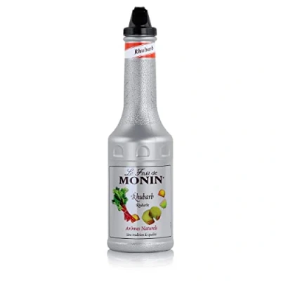 Image of MONIN Rhubarb Fruit Mix Puree 1 Litre for Cocktails, Smoothies and Mocktails. Vegan Friendly, Allergen Free, 100% Natural Flavours Colourings. 2 in Sugar Syrup Hybrid