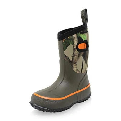 Image of Dirt Boot Boys Girls Thermal Winter Wellington Neoprene Muck Field Wellies Kids Rain Snow Bootie Boots (9 UK Child, Green/Camo, 9)