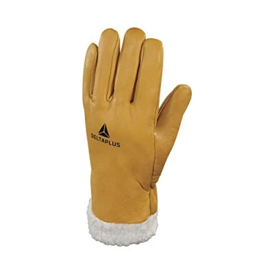 Image of Delta plus Leather Gloves Glove for Cold Cow Flower Yellow Lining Size 10