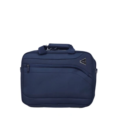 Image of Infinity Leather Lightweight Navy Suitcases 8 Wheel Luggage Travel Cases Soft Laptop Holiday Bag