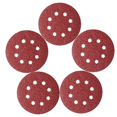 Image of 50 Pcs 125mm Sanding Discs Pads, Premium 8 Hole 40 Grit Hook and Loop Sandpaper Sheet for Random Orbital Sander.