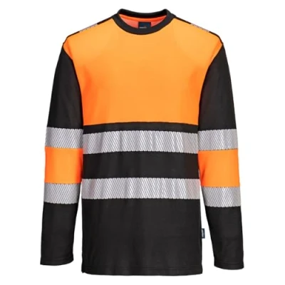Image of Portwest PW3 Hi Vis Cotton Comfort Class 1 T Shirt L/S Orange/Black 4XL