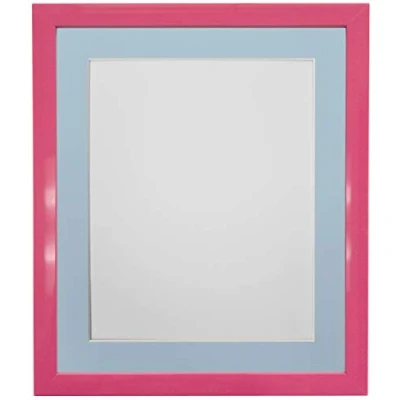 Image of FRAMES BY POST 0.75 Inch Pink Picture Photo Frame With Blue Mount A3 Image Size A4 Plastic Glass
