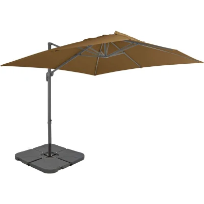 Image of vidaXL Garden Parasol with Portable Base Taupe