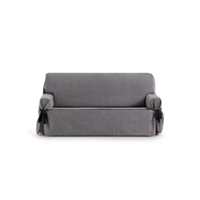 Image of Eysa Rabat adjustable universal sofa cover with ties 3 seaters color 06/dark grey