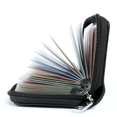 Image of Credit Card Holders Women Ladies Leather Wallets for 26 Slots RFID Protector (Black)