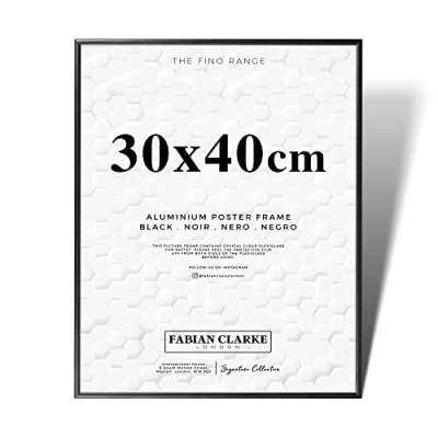 Image of Fabian Clarke London® 30x40cm Black Aluminium Picture Frame Hang Portrait or Landscape with Safety Glass