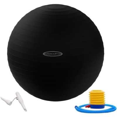 Image of BalanceFrom Anti Burst and Slip Resistant Exercise Ball Yoga Fitness Birthing with Quick Pump, 2,000 Pound Capacity, Black, 68 75cm, XL