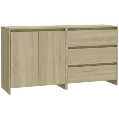 Image of vidaXL 2 Piece Sideboard Sonoma Oak Engineered Wood