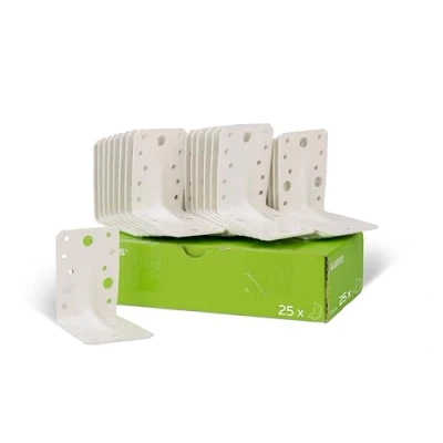 Image of Heavy Load Angle Connector with Corrugation 90 x 65 mm / 25 STK. White