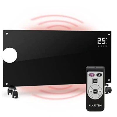 Image of Klarstein Energy Efficient Electric Heaters for Home, 2000W Free Standing Low Convector Heater w/Floor Rollers, Slim Portable Indoor Silent Storage Wall Mounted Panel Heater, Thermostat