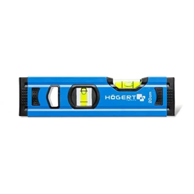 Image of Högert Technik Spirit Level 20 cm, Features 2 Levels: 0 / 90, Aluminium Levels, Shock Absorbing end caps, Size: x 5.65 2.1 HT4M001 D
