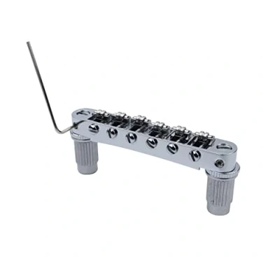 Image of Guyker Guitar Tune O Matic Roller Saddle Bridge Replacement Part Compatible with Gibson Les Paul LP SG Style 6 String Electric GM005, Chrome