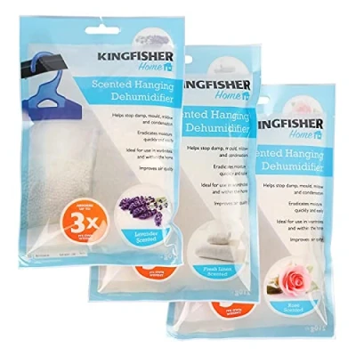 Image of Kingfisher Assorted Scented Wardrobe Hanging Dehumidifier Moisture Absorber (Pack of 3)