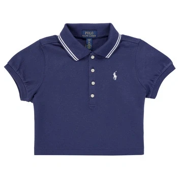 Image of Polo Ralph Lauren Stretch MESH CROP shirt for kids, Size: 12 14y, Boathouse navy/white