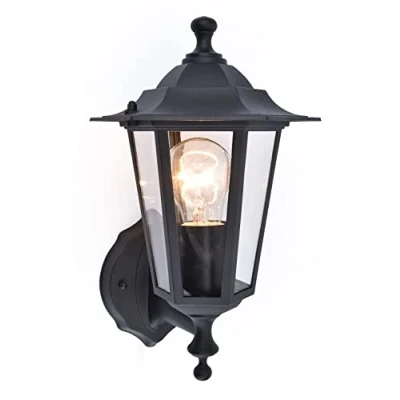 Image of Lutec Corniche Pir Wall Light Black E27 IP44