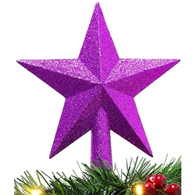 Image of Christmas Concepts® 20cm Glitter Tree Top Star Decoration Topper (Purple)