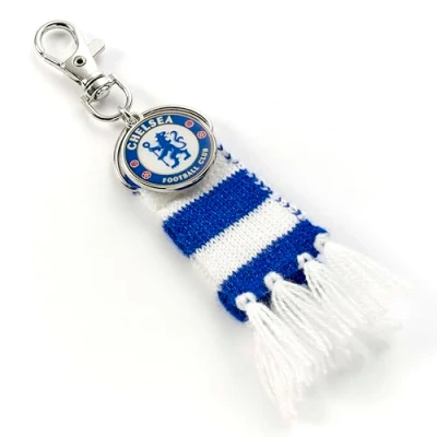 Image of Chelsea Football Club Blue Stripe Scarf and Crest Backpack Hanger