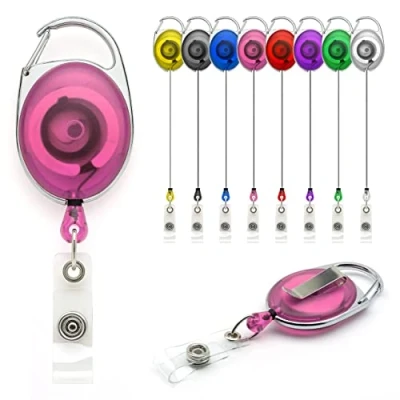 Image of YoYo Retractable Reel Holder by Lanyards Tomorrow Extending extendable Ski ID Pass Badge Card Holders Work Access Control Carabiner with Metal Back Belt Clip Yo (Pink, Pack of 10)
