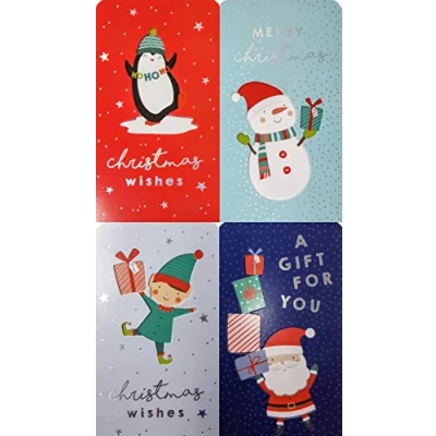 Image of 4 Kids Christmas Money Wallets &amp; Envelopes Festive Characters