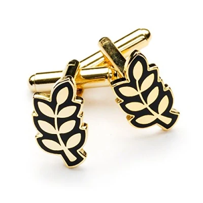 Image of THE MASONIC COLLECTION Freemasons Acacia Leaf Gold Plated Mens Cufflinks Gift Box