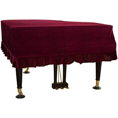 Image of Pevfeciy Piano Cover Grand Colorfast Dust Tight Decorated Cover, Soft with Folded Hem Comfortable Thickening for Piano,Weinrot,150 160cm