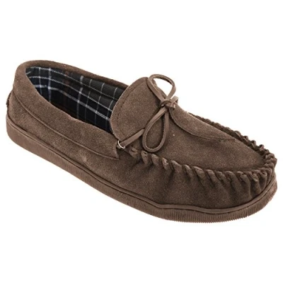 Image of Sleepers Mens Adie Real Suede Moccasin Slippers (8 UK) (Brown)