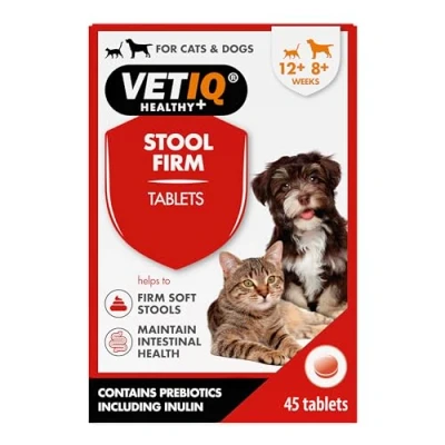Image of VETIQ Stool Firm Tablets For Cats &amp; Dogs, Contains Kaolin, Pectin Pumpkin to Help Improve Firmness Aids Intestinal Health, 45