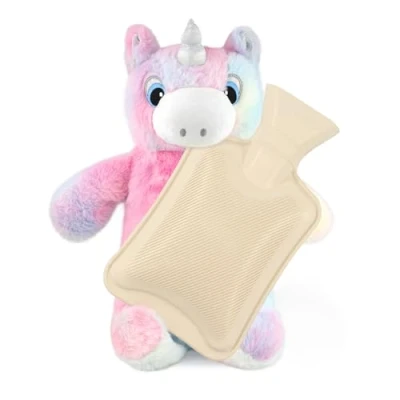 Image of Newthinking Hot Water Bottles for Kids, 1L Unicorn Bottle with Cover, 3D Animals Soft Plush Cover Kids Girls Warm Pain Relief