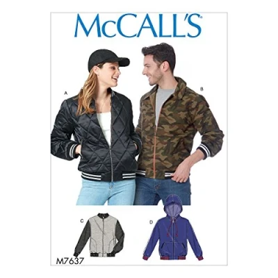 Image of Mccall&#039;s Patterns 7637 XM,Misses and Men&#039;s Jackets,Sizes S L, Tissue, Multi/Colour, 17 x 0.5 0.07 cm