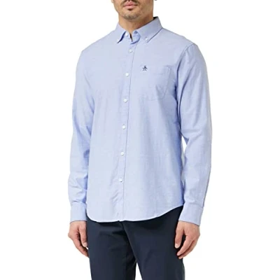 Image of Original Penguin Men&#039;s LS ECO Oxford W Stre Shirt, Amparo Blue, L