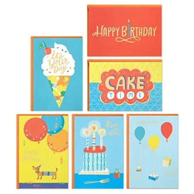 Image of Hallmark Birthday Cards Assortment, 36 with Envelopes (Cake, Ice Cream, Balloons)