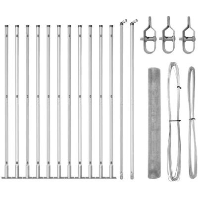 Image of vidaXL Fence Post Set 25 m of 2 Galvanised silver steel