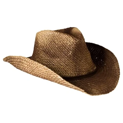Image of Gamble and Gunn Cowboy Hat, Vintage Style Unisex Brown Straw with Shapeable Brim,