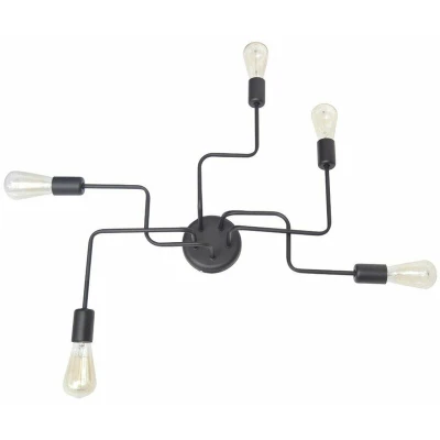 Image of Tube Multi Arm Semi Flush Ceiling Light Black 64cm