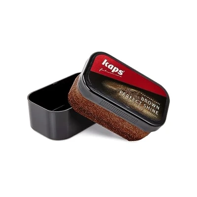 Image of Shoe Polish Sponge Gives Instant Gloss, For Leather Shoes Boots Bags, Kaps Perfect Shine, (Brown)