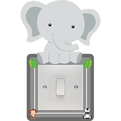 Image of Elephant Light Switch Surround Art Vinyl Wall Stickers Children&#039;s Bedroom