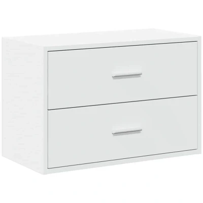 Image of vidaXL 60x31x40cm White Cabinet with 2 Drawers Engineered Wood Storage Unit for Living Room/Bedroom/Dining Modern Stackable Design