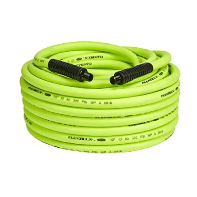 Image of Flexzilla HFZ12100YW4 100 ft. ZillaGreen air Hose MNPT Bend restrictors, 1/2&quot; (inches) x 100&#039; (feet) with Ends