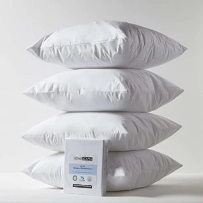 Image of HOMESCAPES Set of 4 Euro Size 65 x cm Waterproof Pillow Protectors Hypoallergenic Anti Dust Mite Washable Square Covers Oeko Tex Certified Soft &amp; Breathable with Zip Closure