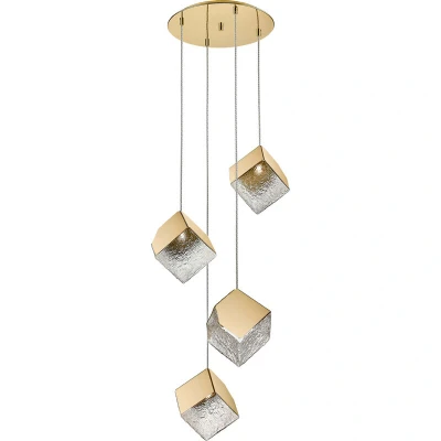Image of Priscila Cluster Pendant Ceiling Light 4 Golden, Textured G9