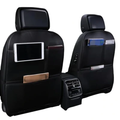 Image of HONCENMAX Car Seat Back Organizer Storage Pocket Backseat Protector Kick Mat Ipad mini Holder Travel Accessory PU Leather 2 Packs
