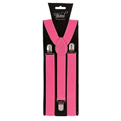 Image of Wicked Costumes Adult Unisex Adjustable Neon Pink Braces Fancy Dress Accessory