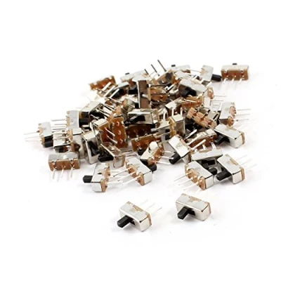Image of Sourcingmap 55 Pcs 3Pin PCB Mount 2 Position SPDT Horizontal Mini Slide Switch Silver Tone, Black