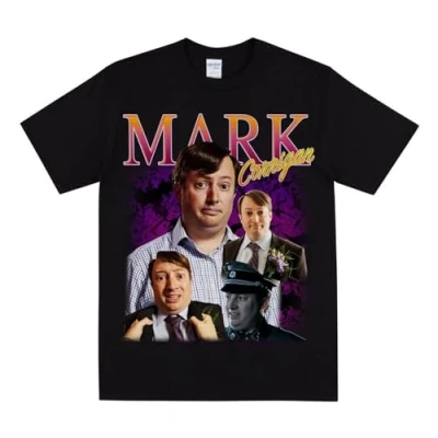 Image of Mark PEEP Show Homage T Shirt Mens Womens Tshirt Funny Tee Unisex Top Black XL