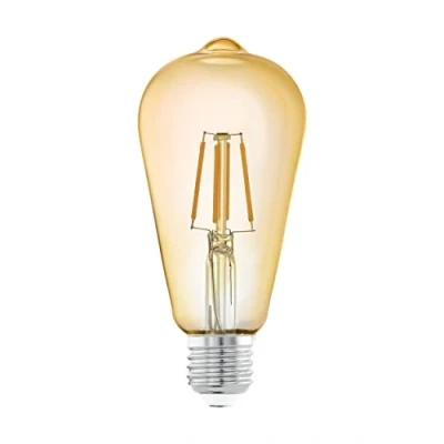 Image of EGLO E27 LED lamp, Amber vintage light bulb, bulb for retro lighting, 4 watts (equivalent to 26 watts), 270 lumens, warm white, 2200k, Edison ST64, Ø 6.4 cm