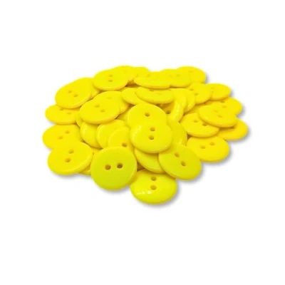 Image of (Pack of 30) Yellow Round 2 Hole Buttons (Yellow 18mm Hole)
