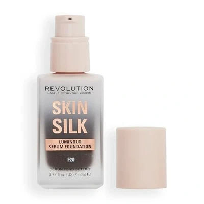 Image of Makeup Revolution, Skin Silk Serum Foundation, Light to Medium Coverage, Contains Hyaluronic Acid, F20, 23ml
